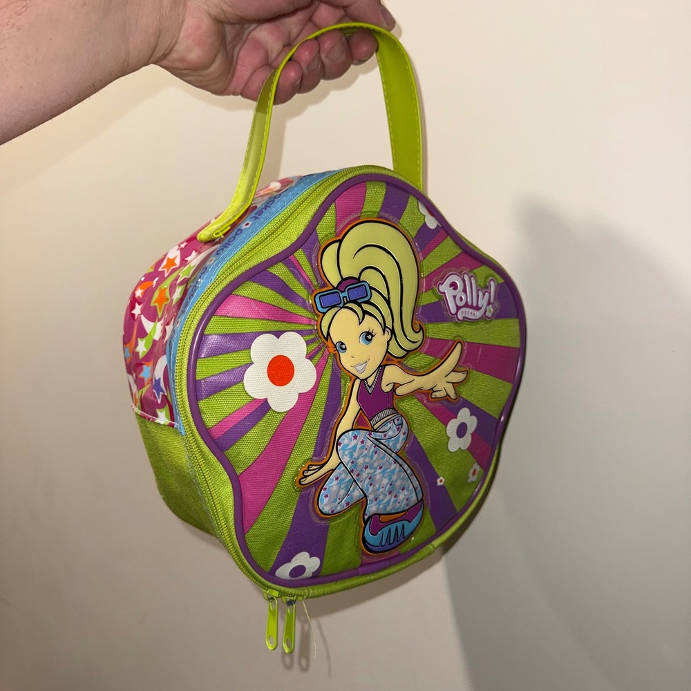 Vintage Polly Pocket Carrying Case Lime Green Purple Star Flower Y2K Bag